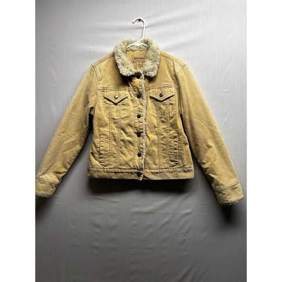 Aeropostale Corduroy Jacket Tan Sherpa Trim Medium Womens - Picture 2 of 8